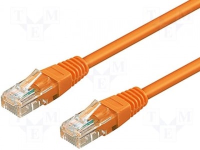 Кабел U/UTP5-CCA-100OR Patch cord; U/UTP; 5e; свързване 1:1; многожичен; CCA; PVC; оранжев